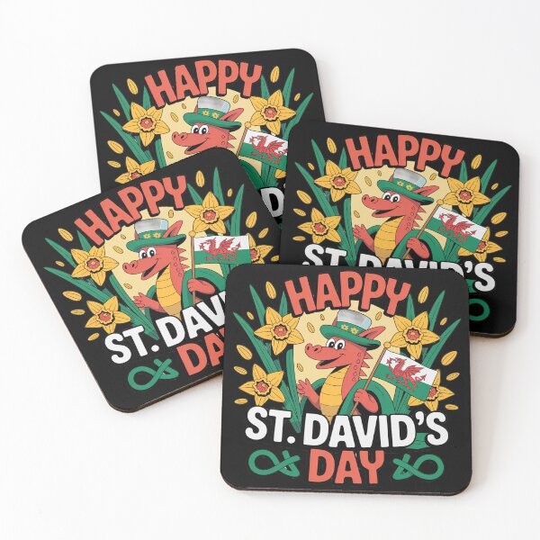 Item preview, Happy St. David's Day Cute Welsh Dragon – Daffodils & Flag Celebration   designed and sold by Midnight Veil Designs.