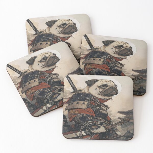 Item preview, Samurai Pug Warrior – Japanese Style Dog Art designed and sold by THISPUGVIBE.