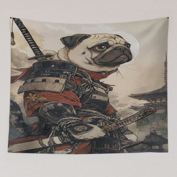 Item preview, Samurai Pug Warrior – Japanese Style Dog Art designed and sold by THISPUGVIBE.