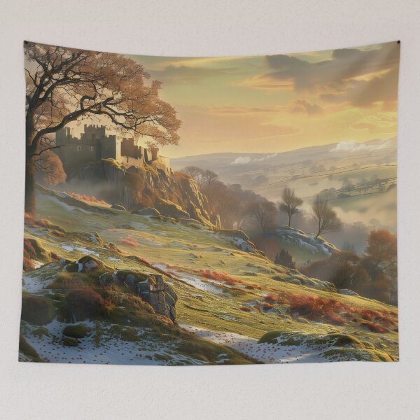 Item preview, Castlecore Early Spring Keep – Atmospheric Castle Landscape designed and sold by SkylineVistas Designs.
