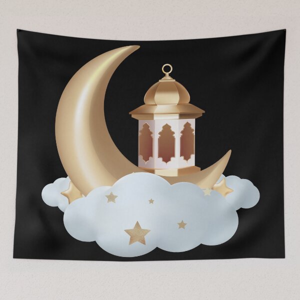 Item preview, Golden Crescent Lantern & Clouds designed and sold by Khadigadesings.