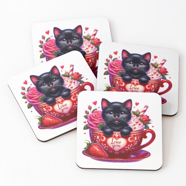 Item preview, Meow Valentine Cat Mug - Cute Kitty Love Cup & Romantic Heart Art designed and sold by FuzionRaptor.