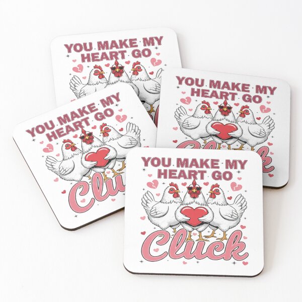 Item preview, You Make My Heart Go Cluck – Three Cute Chickens Valentine Design designed and sold by Larku.