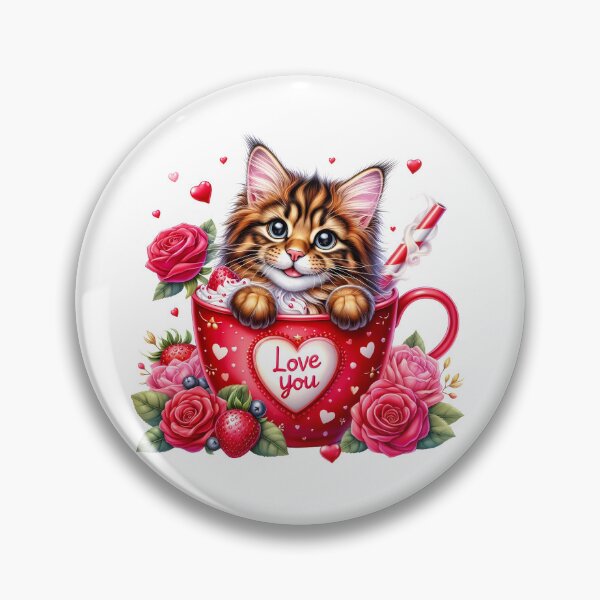 Item preview, Sweetheart Valentine Cat Mug - Cute Kitty Love Cup & Pink Heart Art designed and sold by FuzionRaptor.