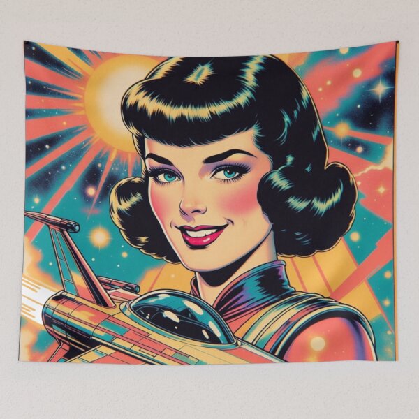 Item preview, Retro Futuristic Space Pin-up Star Trek designed and sold by JonelleTshirts.