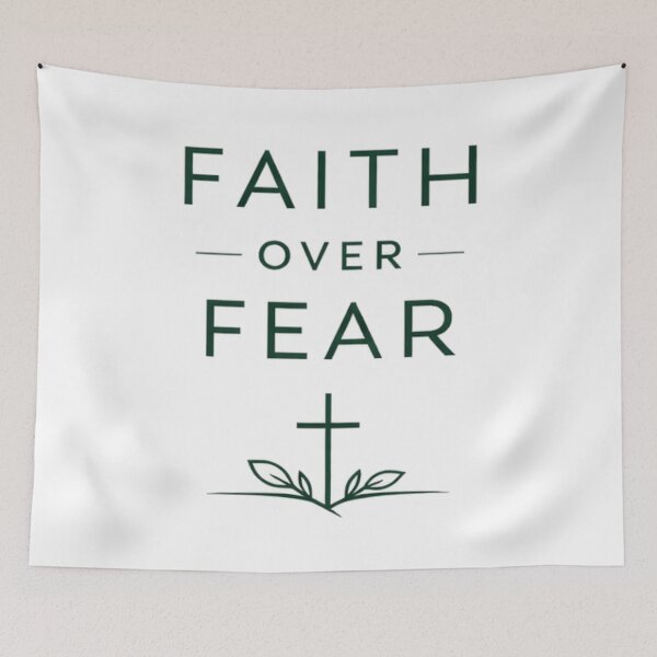 Item preview, Faith Over Fear Botanical Christian Crucifix in Minimalism designed and sold by Blood Washed Apparel.