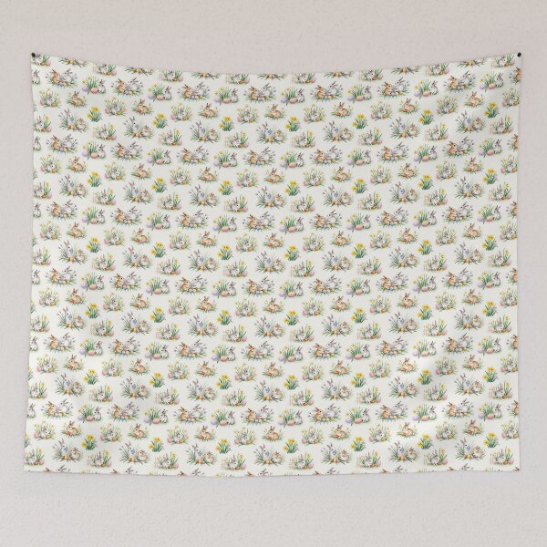 Item preview, Cute Easter Bunny Seamless Pattern – Watercolor Rabbits with Spring Flowers & Colorful Eggs designed and sold by SimoesArtistry.