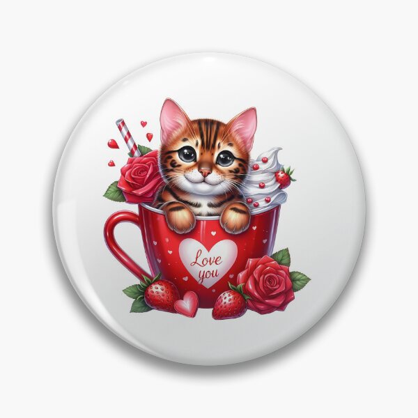 Item preview, Lovely Valentine Cat Mug - Cute Kitty Love Cup & Romantic Heart Art designed and sold by FuzionRaptor.