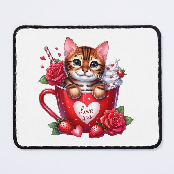 Item preview, Lovely Valentine Cat Mug - Cute Kitty Love Cup & Romantic Heart Art designed and sold by FuzionRaptor.