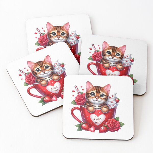 Item preview, Lovely Valentine Cat Mug - Cute Kitty Love Cup & Romantic Heart Art designed and sold by FuzionRaptor.