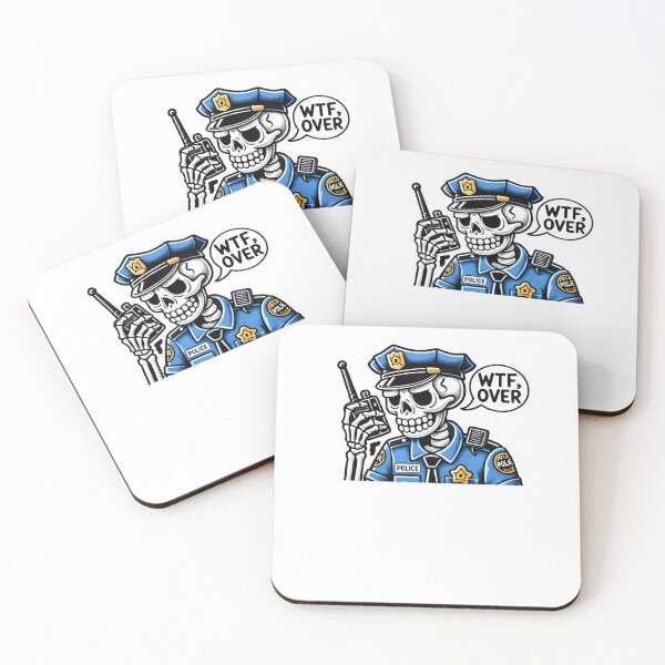 Item preview, Skeleton Police Officer Wtf Over Walkie Talkie designed and sold by krystalRomanart.
