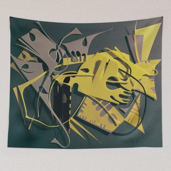 Item preview, The Lure- Yellow and Gray Modern Abstract  designed and sold by adel8ide.