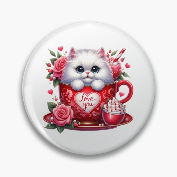 Item preview, Darling Valentine Cat Mug - Cute Kitty Love Cup & Romantic Heart Art designed and sold by FuzionRaptor.
