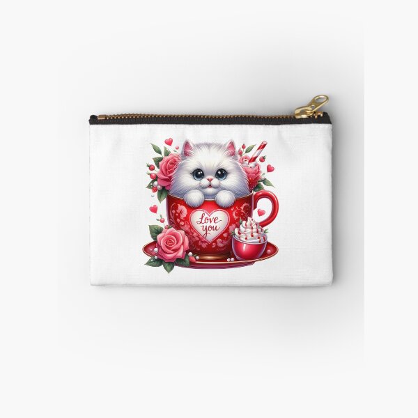 Item preview, Darling Valentine Cat Mug - Cute Kitty Love Cup & Romantic Heart Art designed and sold by FuzionRaptor.