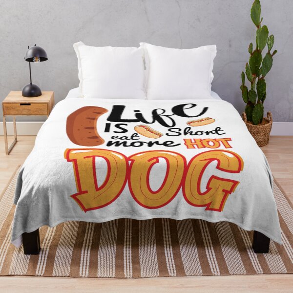 Item preview, Life is short eat more Hot Dog funny food quotes designed and sold by Pikkalo.