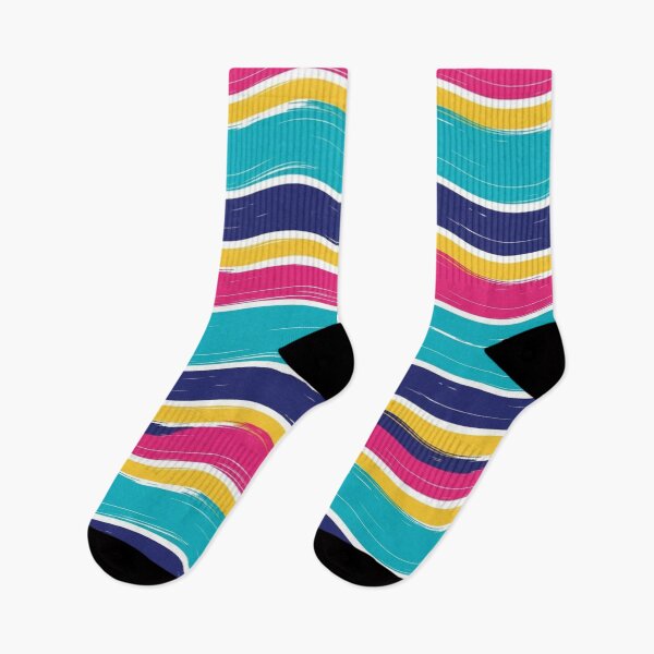 Artikelvorschau, Nahtloses Retro-Streifenmuster, Marineblau, Magenta, Gelb, Türkis, Pinselstrich-Textur im modernen 60er-Jahre-Stil entworfen und verkauft von MS Pod Studio.