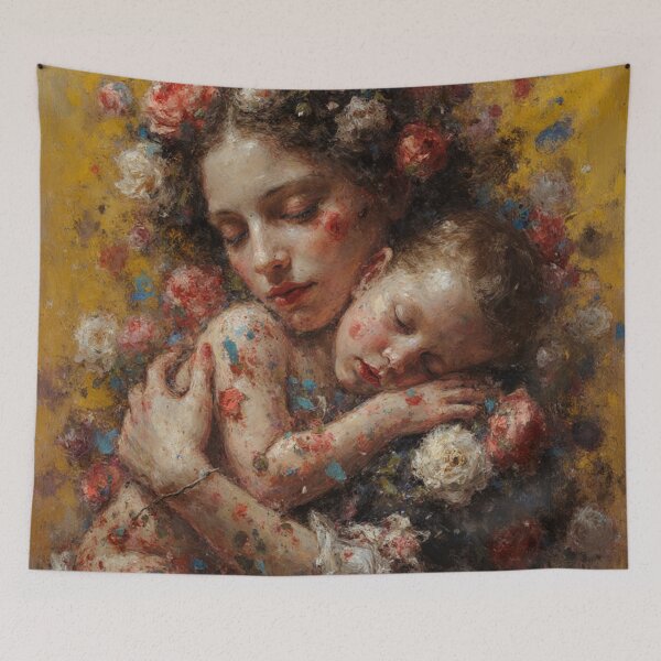 Item preview, Golden Embrace – Mother and Child in Bloom designed and sold by joycrysstudio.