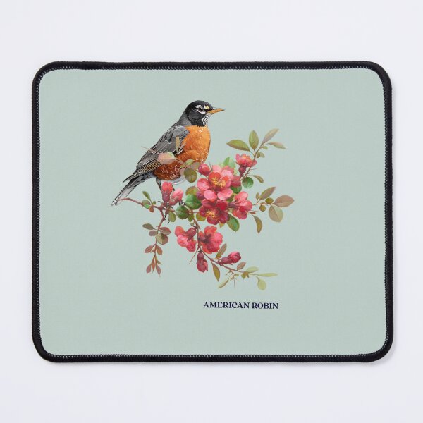 Item preview, Vintage American Robin Bird Perched on a Blooming Branch Print Art designed and sold by Rockyctees.