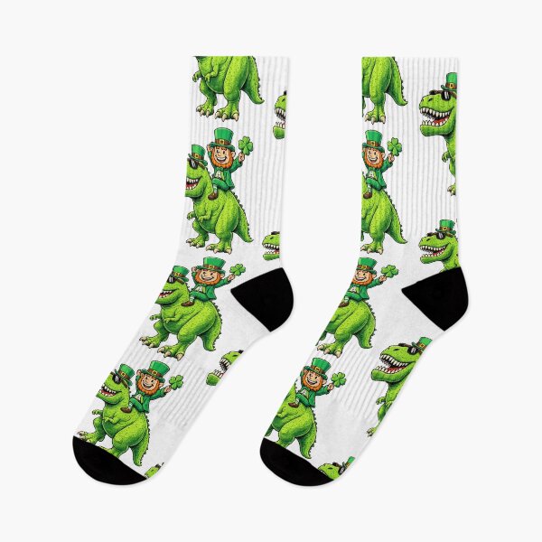 Item preview, Funny Leprechaun Riding T-Rex Dinosaur – St. Patrick’s Day Shamrock Cartoon Graphic designed and sold by BrainBubbleArt.