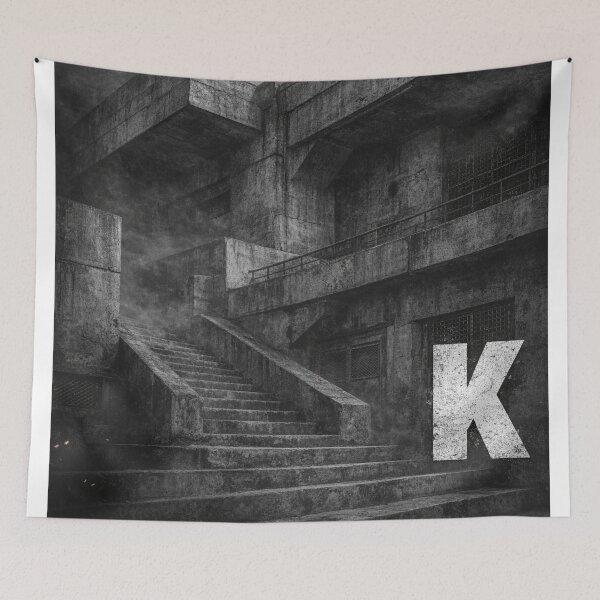 Item preview, Brutalist Concrete Architecture with K — Industrial Minimal Streetwear Design designed and sold by ShenGha-design.