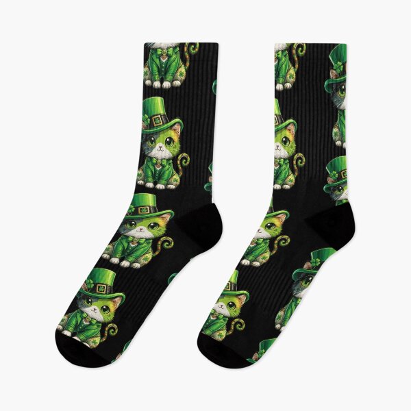 Item preview, Cute Leprechaun Cat – Lucky Shamrock Kitten St. Patrick’s Day Green Irish Cartoon Design designed and sold by BrainBubbleArt.