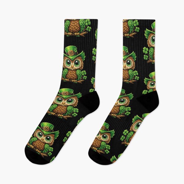 Item preview, Cute St. Patrick’s Day Owl – Lucky Leprechaun Owl with Shamrocks | Festive Irish Kawaii Illustration designed and sold by BrainBubbleArt.