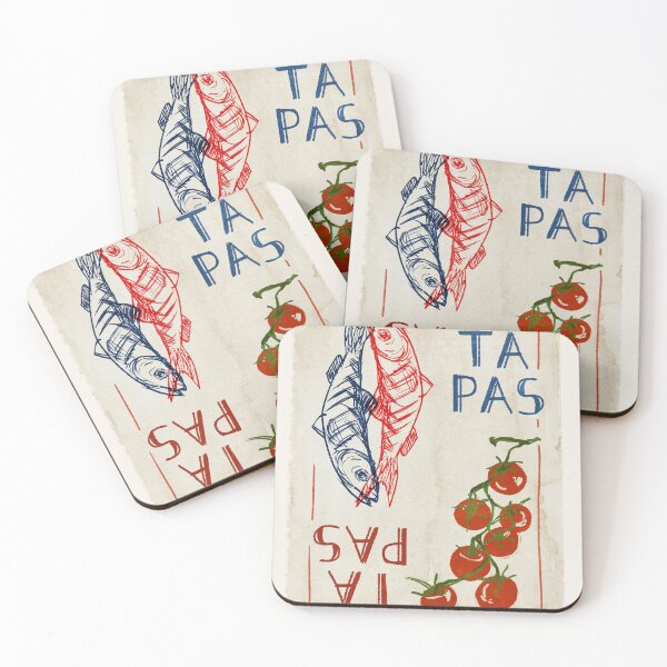 Item preview, Sardines, Tomatoes, Tapas colorful minimalist vintage food design Poster designed and sold by DanniDan.