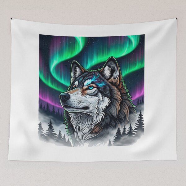 Item preview, Majestic Spirit Wolf Aurora Borealis designed and sold by Pollock.