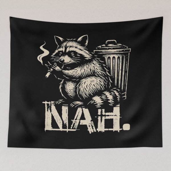 Item preview, NAH Trash Panda Raccoon Smoking Woodcut Style designed and sold by TrendyTeeMode.