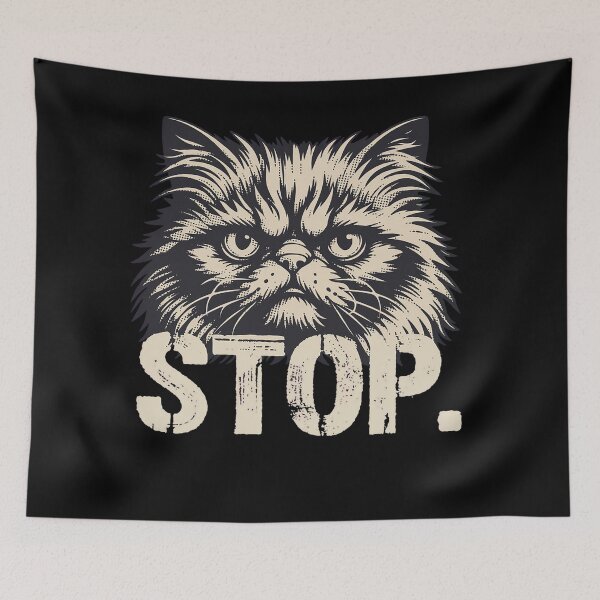 Item preview, STOP Judgmental Persian Cat Grumpy Woodcut Art designed and sold by TrendyTeeMode.