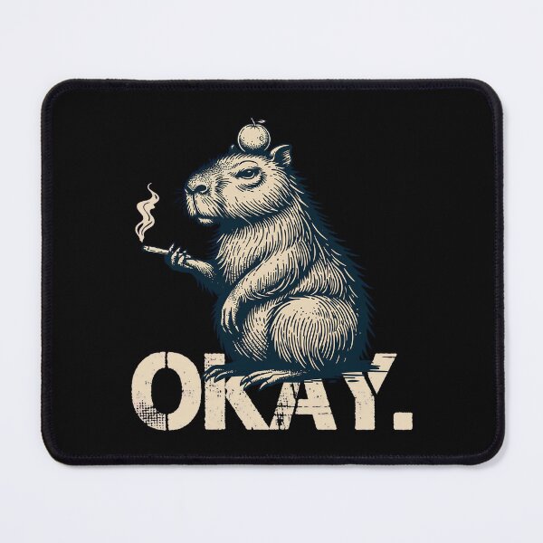 Artikelvorschau, OKAY Chill Capybara Smoking Zen Woodcut entworfen und verkauft von TrendyTeeMode.