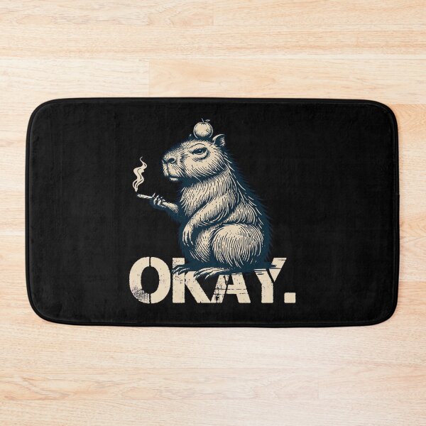 Item preview, OKAY Chill Capybara Smoking Zen Woodcut designed and sold by TrendyTeeMode.