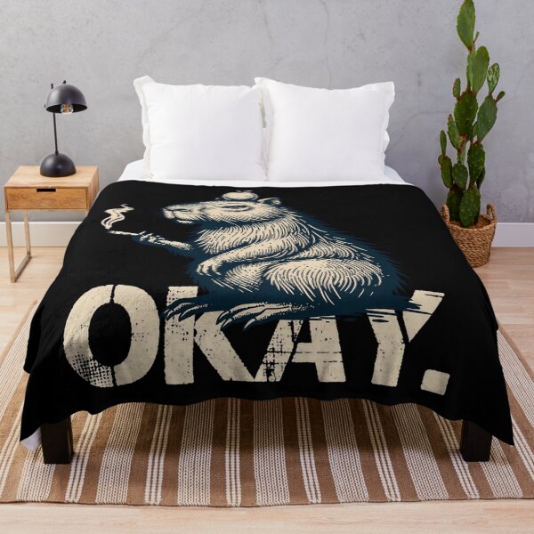 Item preview, OKAY Chill Capybara Smoking Zen Woodcut designed and sold by TrendyTeeMode.