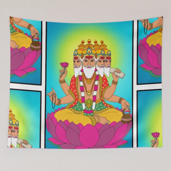 Item preview, Lord Brahma Divine Drawing – Hindu Creator God Art Illustration designed and sold by Harshit_Digital_Arts.
