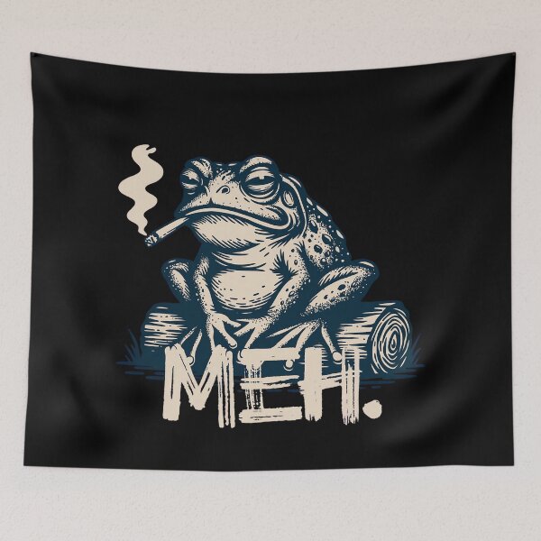 Item preview, MEH Smoking Frog Vintage Woodcut Grunge Meme designed and sold by TrendyTeeMode.