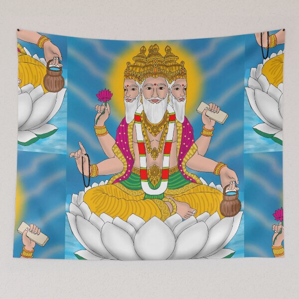Item preview, Lord Brahma Illustration – Hindu Mythology Creator Deity Art designed and sold by Harshit_Digital_Arts.