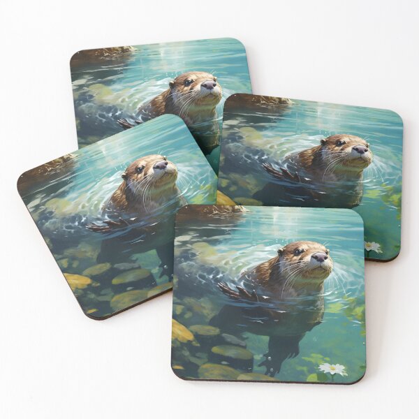 Item preview, Otter in Aquatic Paradise: Waterfall and Crystal Clear Waters designed and sold by Hipatye26.
