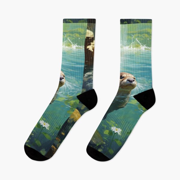 Item preview, Otter in Aquatic Paradise: Waterfall and Crystal Clear Waters designed and sold by Hipatye26.