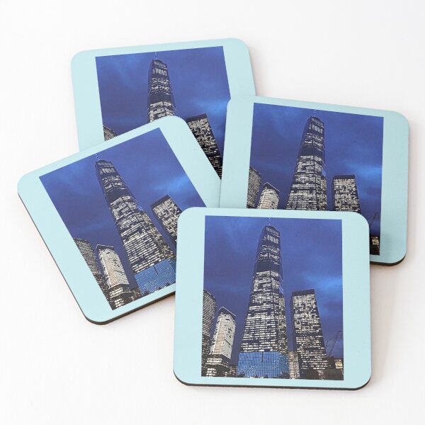 Item preview, Freedom Tower Lights At Night  Photo Stickers Prints Posters Wall Art Magnet Home Coffee Cup Decoration TShirt Stationary Notebook Magnet Hat Kitchen Work School Office Redbubble Shop designed and sold by Saritas Boutique Shop.