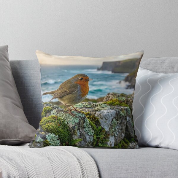 Item preview, Irish Robin Perched on Ancient Stone Fence designed and sold by Tridentulus.