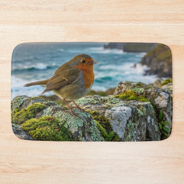 Item preview, Irish Robin Perched on Ancient Stone Fence designed and sold by Tridentulus.