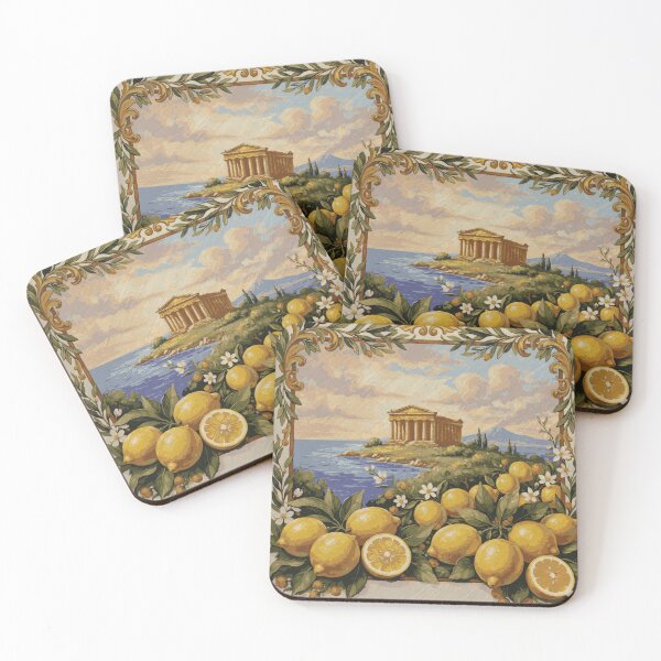 Item preview, Sicilian Mediterranean Zest - Ancient Temple & Sun-Kissed Lemons designed and sold by Studioremida.