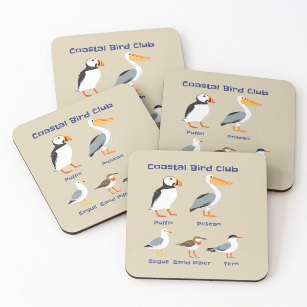 Item preview, Coastal Bird Club Shirt – Puffin Pelican Seagull Sandpiper Tern Illustration designed and sold by donwillisjrart.