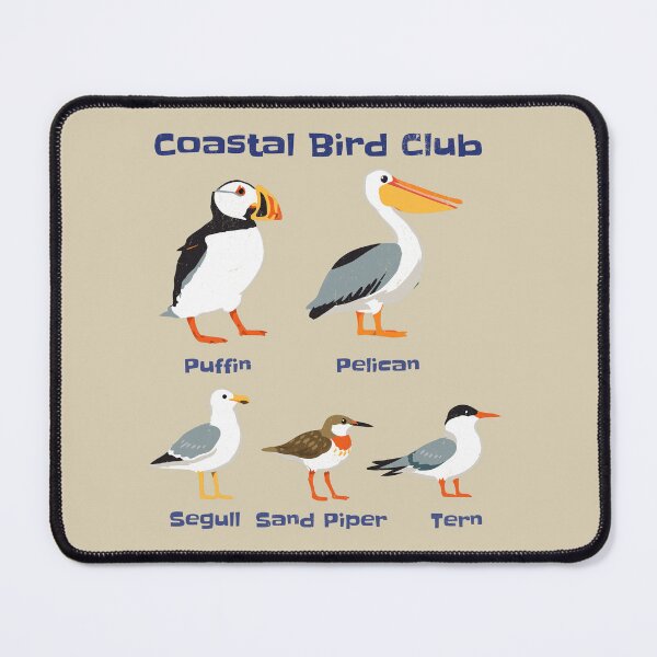 Item preview, Coastal Bird Club Shirt – Puffin Pelican Seagull Sandpiper Tern Illustration designed and sold by donwillisjrart.