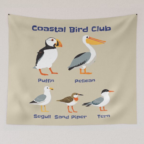 Item preview, Coastal Bird Club Shirt – Puffin Pelican Seagull Sandpiper Tern Illustration designed and sold by donwillisjrart.