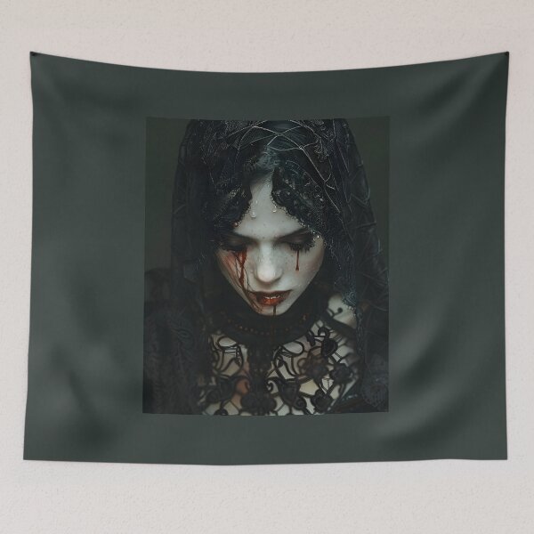 Item preview, Chica Velo Llorando Sangre - Retrato Terror Gótico designed and sold by QNTR CULT.