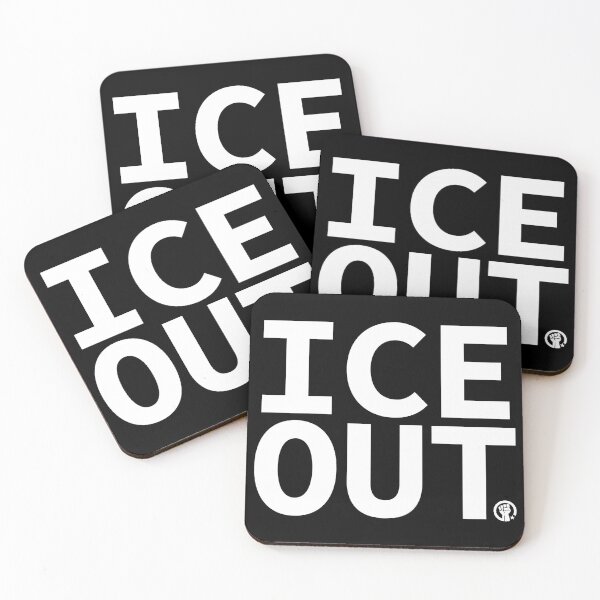 Item preview, ICE OUT with solidarity fist (white on black) designed and sold by Thelittlelord.