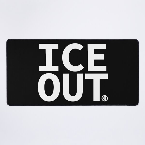 Item preview, ICE OUT with solidarity fist (white on black) designed and sold by Thelittlelord.