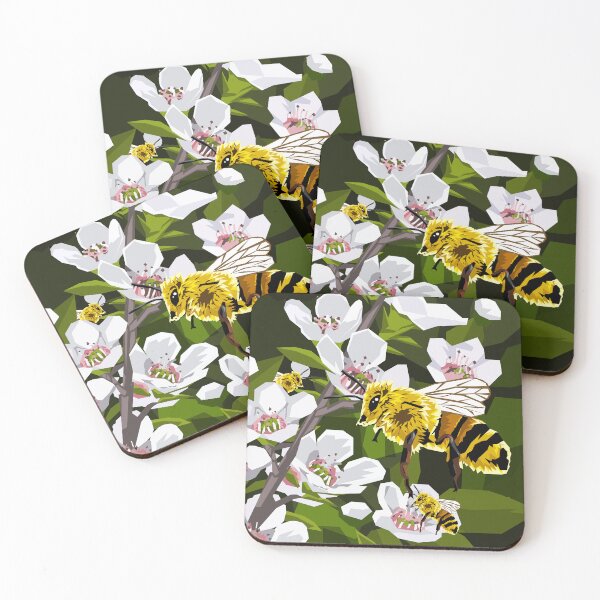 Item preview, Pī  Bee collecting pollen from Mānuka flowers designed and sold by Art by Ira.