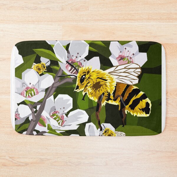 Item preview, Pī  Bee collecting pollen from Mānuka flowers designed and sold by Ira Mitchell.